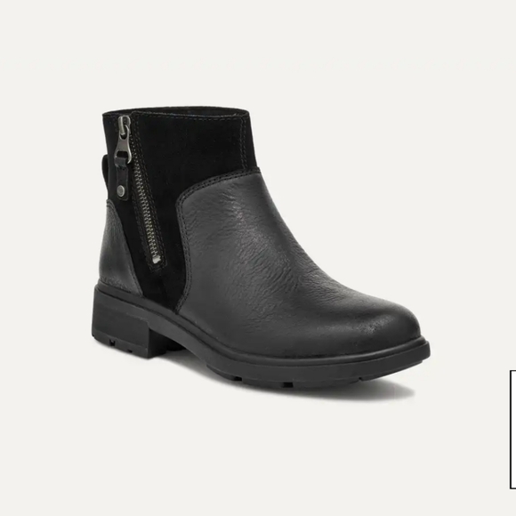 UGG Harrison Zip Suede Leather Black Boots Size 9 - Picture 2 of 12